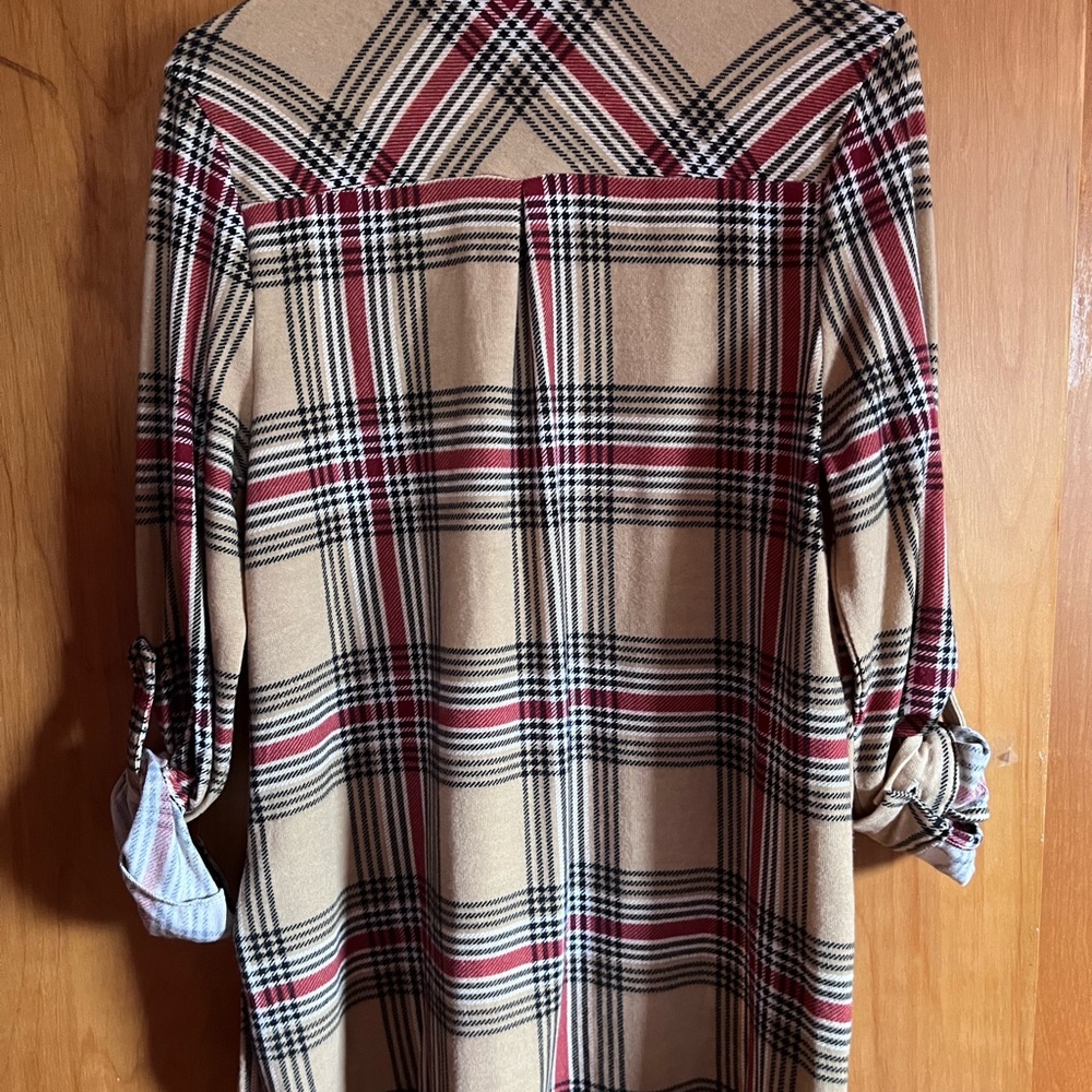 Robert Louis plaid button down shirt.